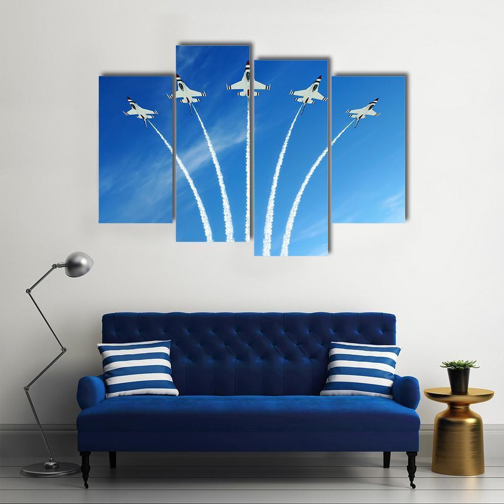 Fighter Jets Demonstration Canvas Wall Art-4 Pop-Gallery Wrap-50" x 32"-Tiaracle