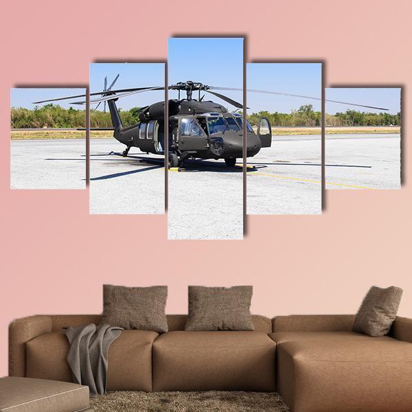 Blackhawk Helicopter Canvas Wall Art-5 Star-Gallery Wrap-62" x 32"-Tiaracle
