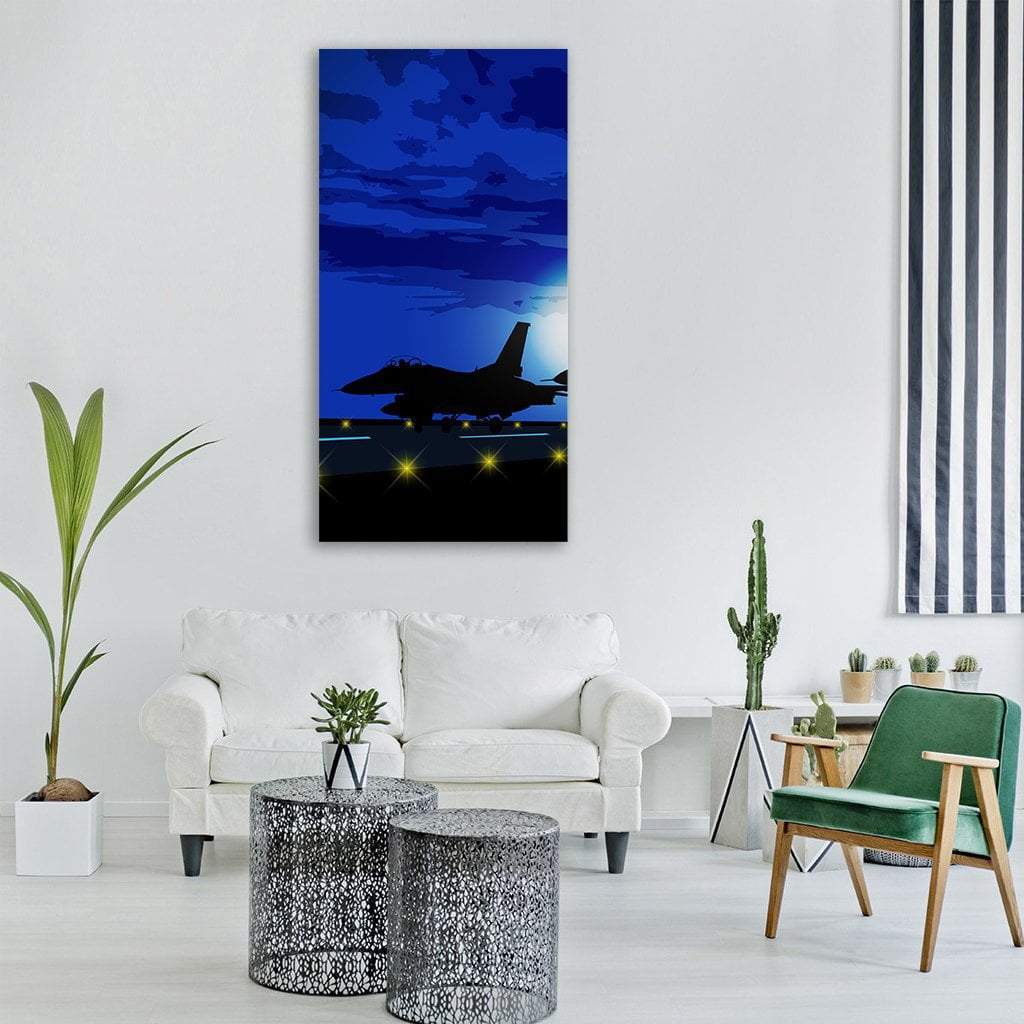 Silhouette Of Military Plane Vertical Canvas Wall Art-1 Vertical-Gallery Wrap-12" x 24"-Tiaracle