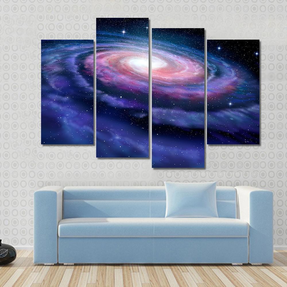 Milky Way Galaxy Canvas Wall Art-4 Pop-Gallery Wrap-50" x 32"-Tiaracle