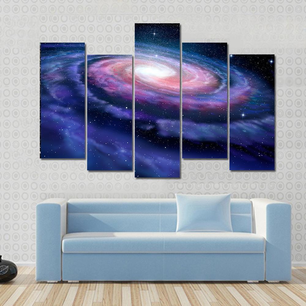 Milky Way Galaxy Canvas Wall Art-5 Pop-Gallery Wrap-47" x 32"-Tiaracle