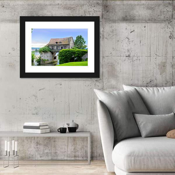 Mill House On Bridge Canvas Wall Art-3 Horizontal-Gallery Wrap-25" x 16"-Tiaracle
