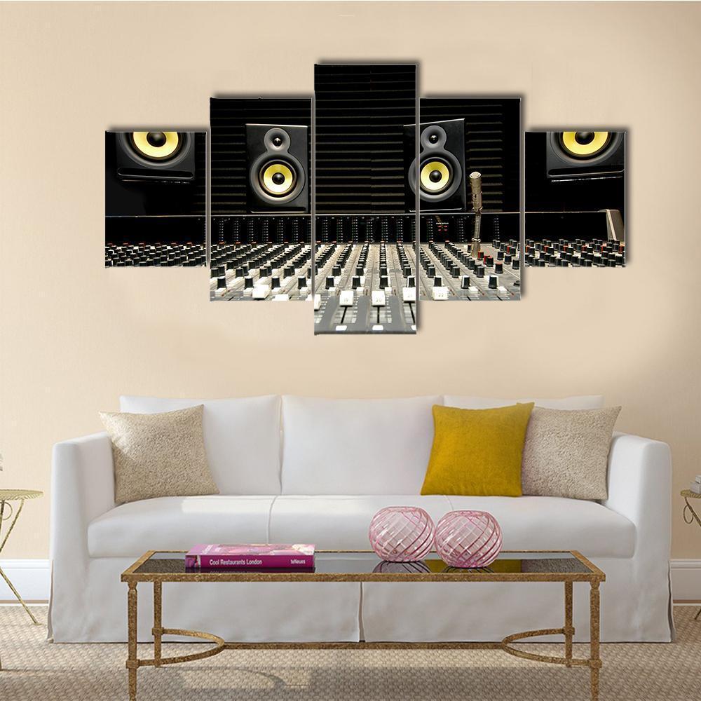 Mixing Desk With Speakers Canvas Wall Art-5 Star-Gallery Wrap-62" x 32"-Tiaracle