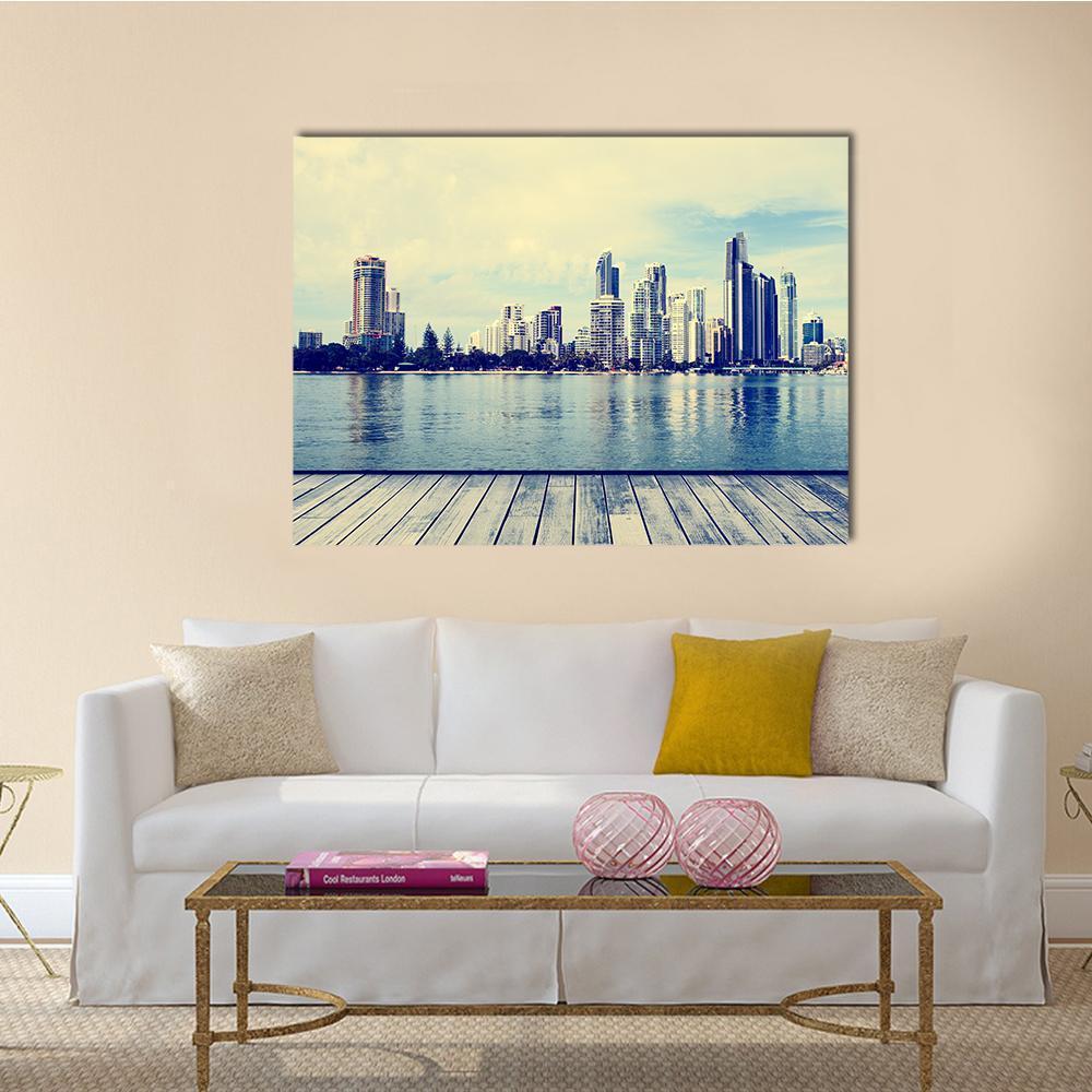 Modern Buildings Of Gold Coast Canvas Wall Art-1 Piece-Gallery Wrap-48" x 32"-Tiaracle
