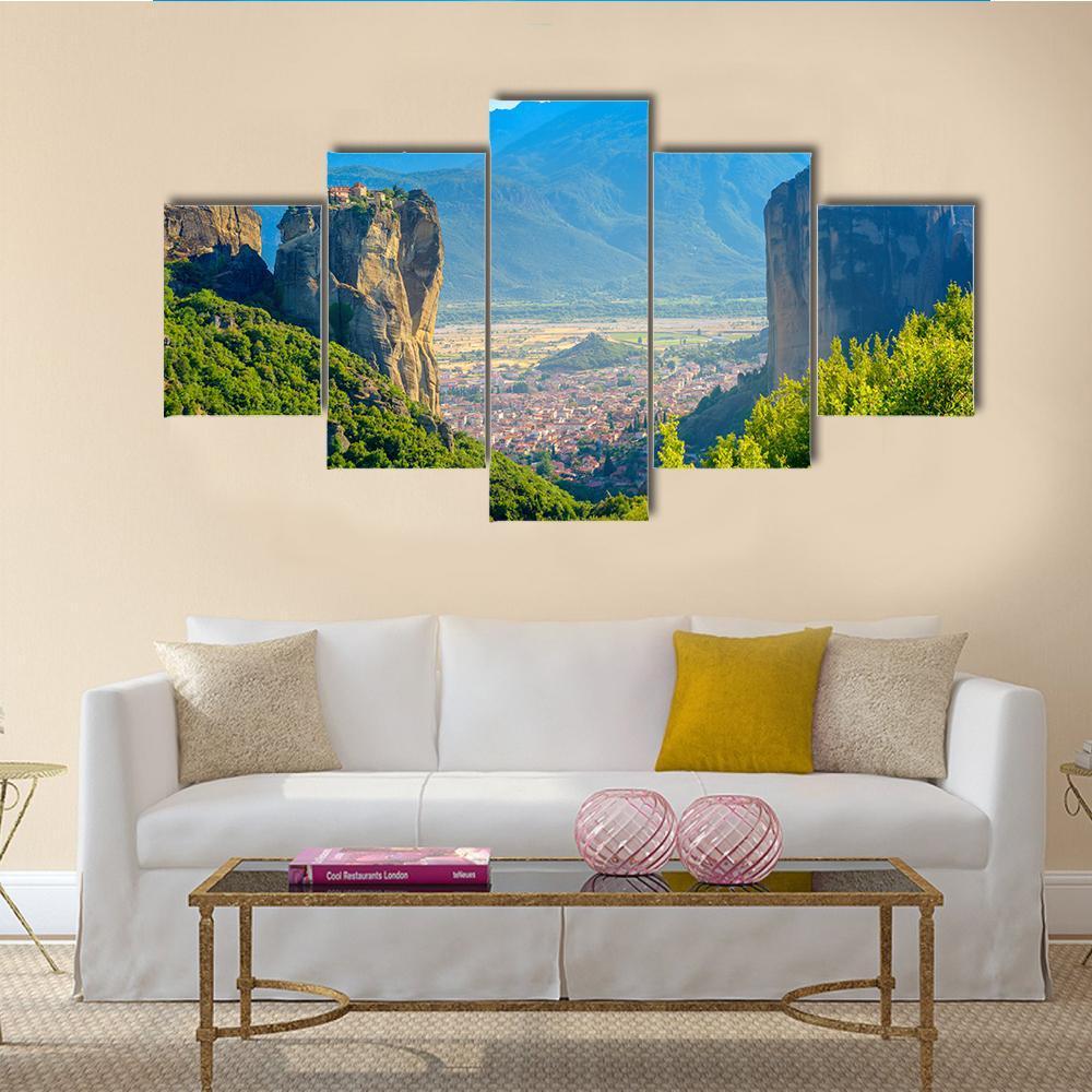 Monastery Of Varlaam Canvas Wall Art-5 Star-Gallery Wrap-62" x 32"-Tiaracle