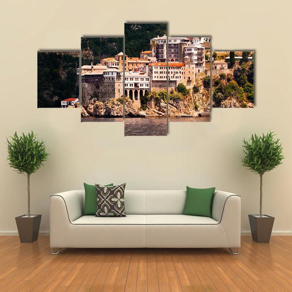 Monastery Agia Grigoriou Canvas Wall Art-5 Star-Gallery Wrap-62" x 32"-Tiaracle