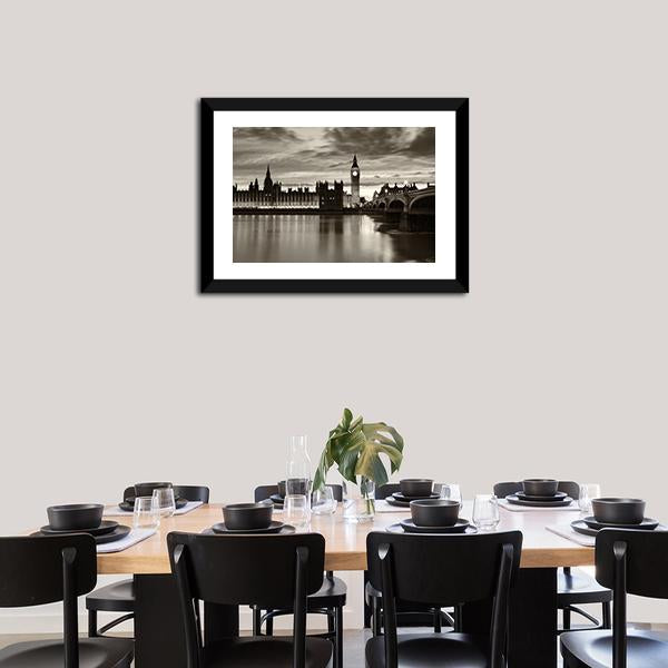 Monochrome Big Ben Canvas Wall Art-5 Horizontal-Gallery Wrap-22" x 12"-Tiaracle