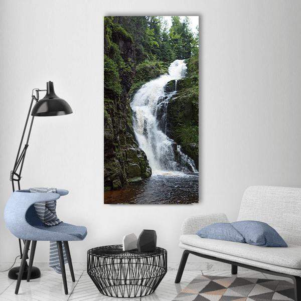 Monolithic Part Of Waterfall Vertical Canvas Wall Art-1 Vertical-Gallery Wrap-12" x 24"-Tiaracle
