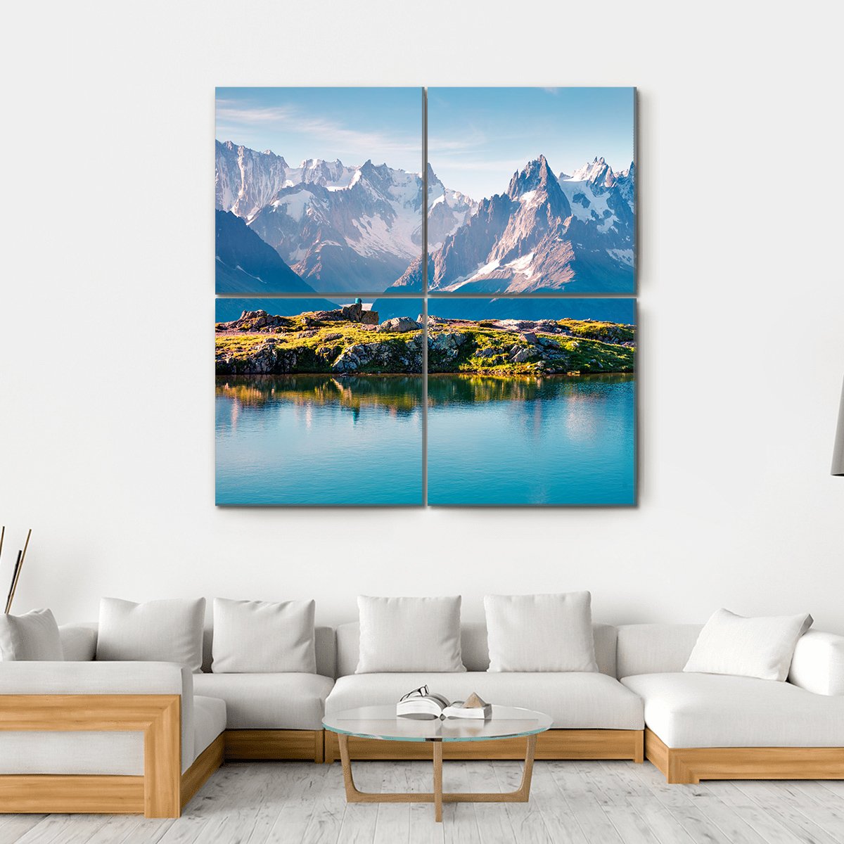Mont Blanc With Lake Canvas Wall Art-4 Square-Gallery Wrap-17" x 17"-Tiaracle