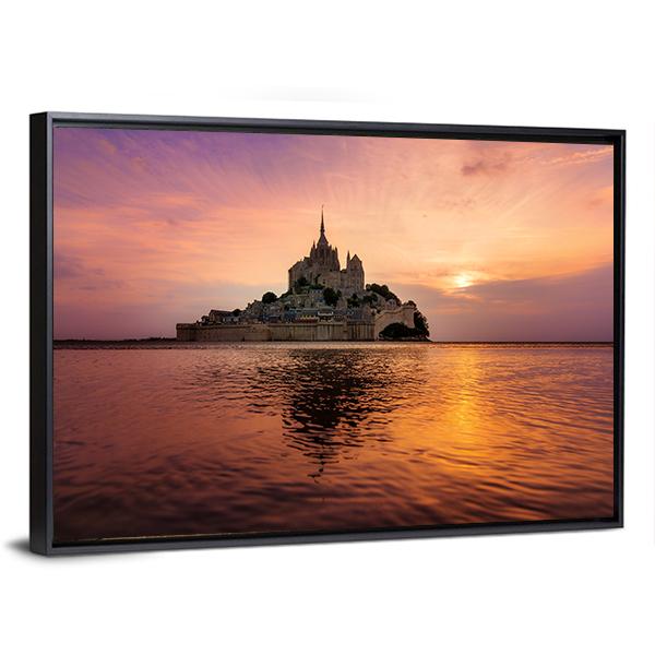 Mont Saint Michel Canvas Wall Art-3 Horizontal-Gallery Wrap-25" x 16"-Tiaracle