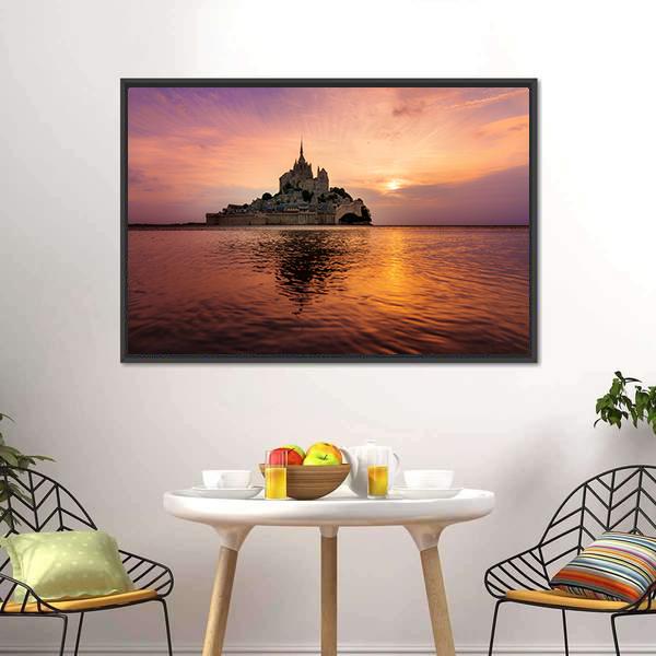 Mont Saint Michel Canvas Wall Art-3 Horizontal-Gallery Wrap-25" x 16"-Tiaracle