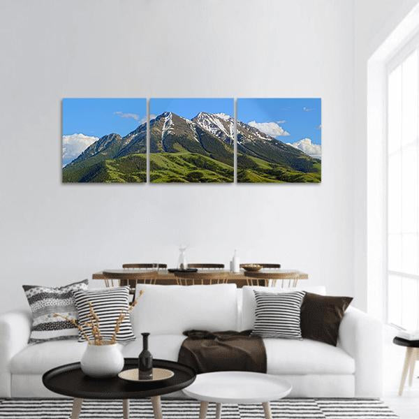 Montana Mountain Landscape Panoramic Canvas Wall Art-3 Piece-25" x 08"-Tiaracle