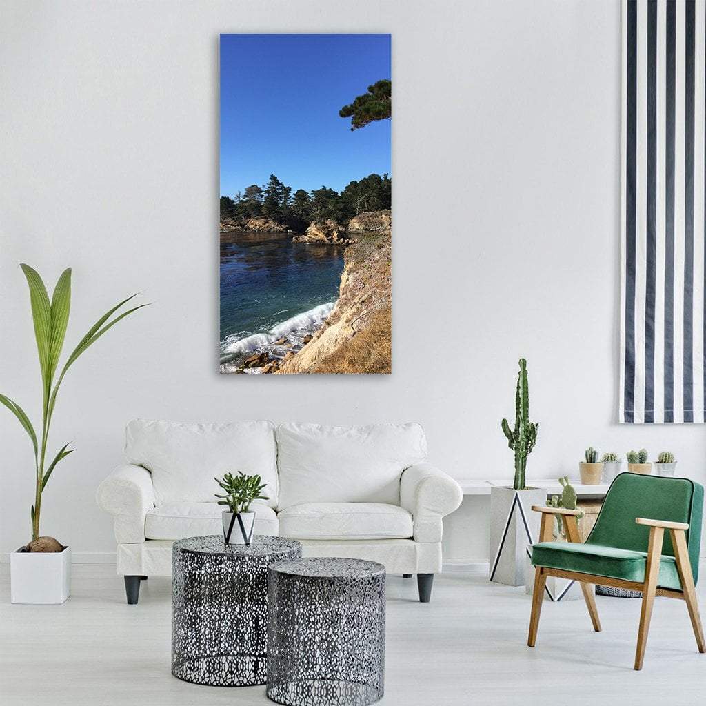 Monterey In California Ocean Trees Vertical Canvas Wall Art-1 Vertical-Gallery Wrap-12" x 24"-Tiaracle