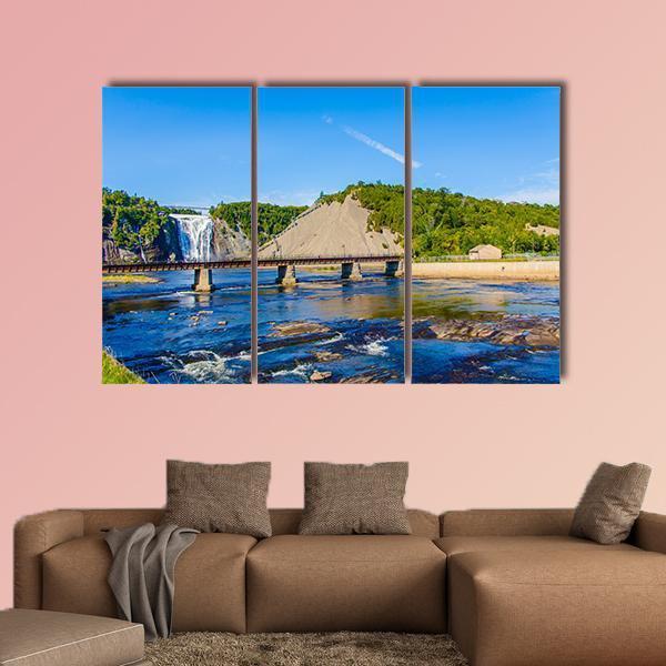 Montmorency Falls & Bridge Canvas Wall Art-3 Horizontal-Gallery Wrap-37" x 24"-Tiaracle