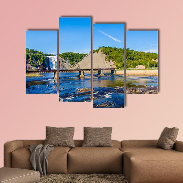 Montmorency Falls & Bridge Canvas Wall Art-4 Pop-Gallery Wrap-50" x 32"-Tiaracle