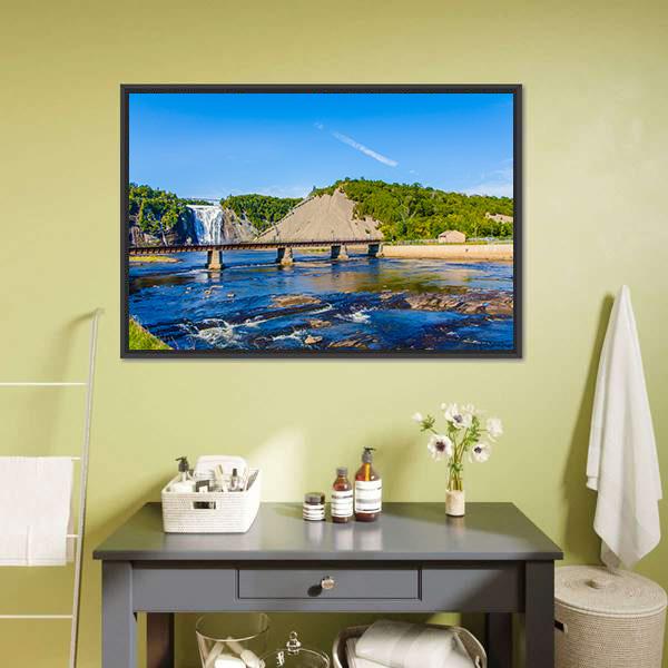 Montmorency Falls & Bridge Canvas Wall Art-3 Horizontal-Gallery Wrap-25" x 16"-Tiaracle