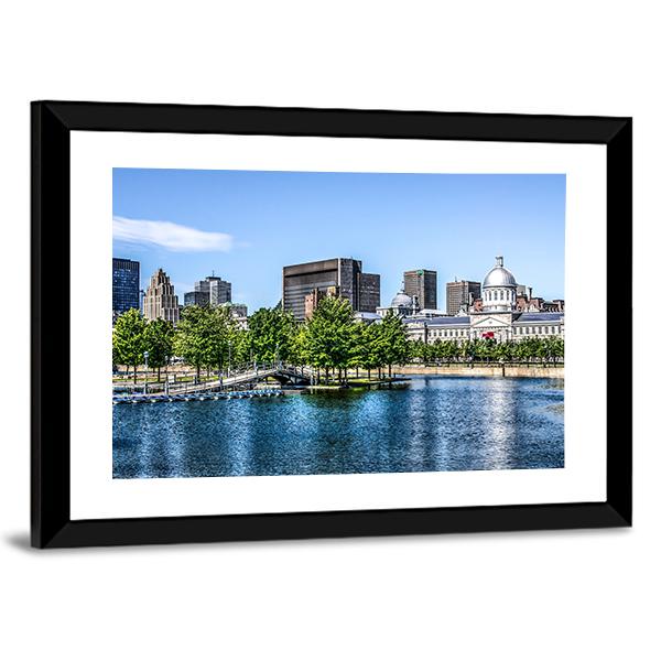 Montreal Behind Lake Canvas Wall Art-3 Horizontal-Gallery Wrap-25" x 16"-Tiaracle