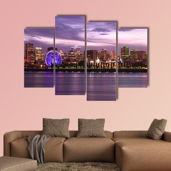 Montreal Skyline At Dusk Canvas Wall Art-4 Pop-Gallery Wrap-50" x 32"-Tiaracle