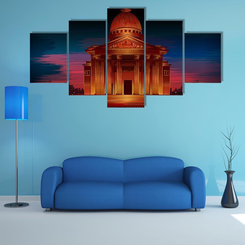 Monument Of Athenian Acropolis Canvas Wall Art-5 Star-Gallery Wrap-62" x 32"-Tiaracle