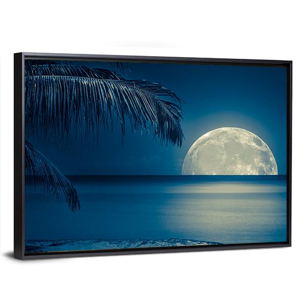 Moon Reflected On Water Canvas Wall Art-5 Horizontal-Gallery Wrap-22" x 12"-Tiaracle