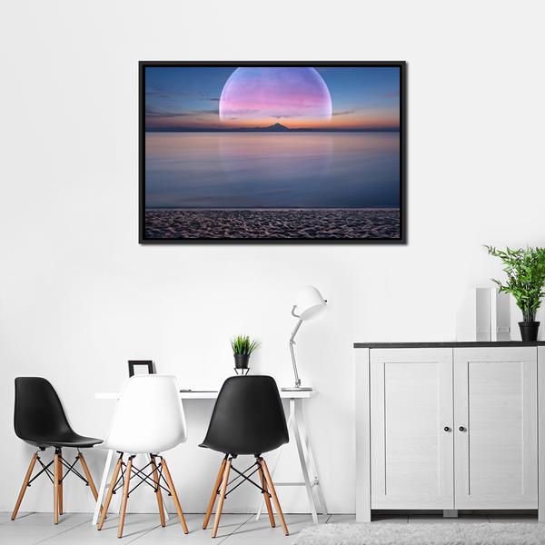 Moon & Sandy Beach Vertical Canvas Wall Art-3 Vertical-Gallery Wrap-12" x 25"-Tiaracle