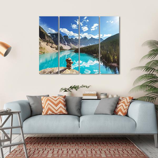 Moraine Lake Canvas Wall Art-4 Horizontal-Gallery Wrap-34" x 24"-Tiaracle
