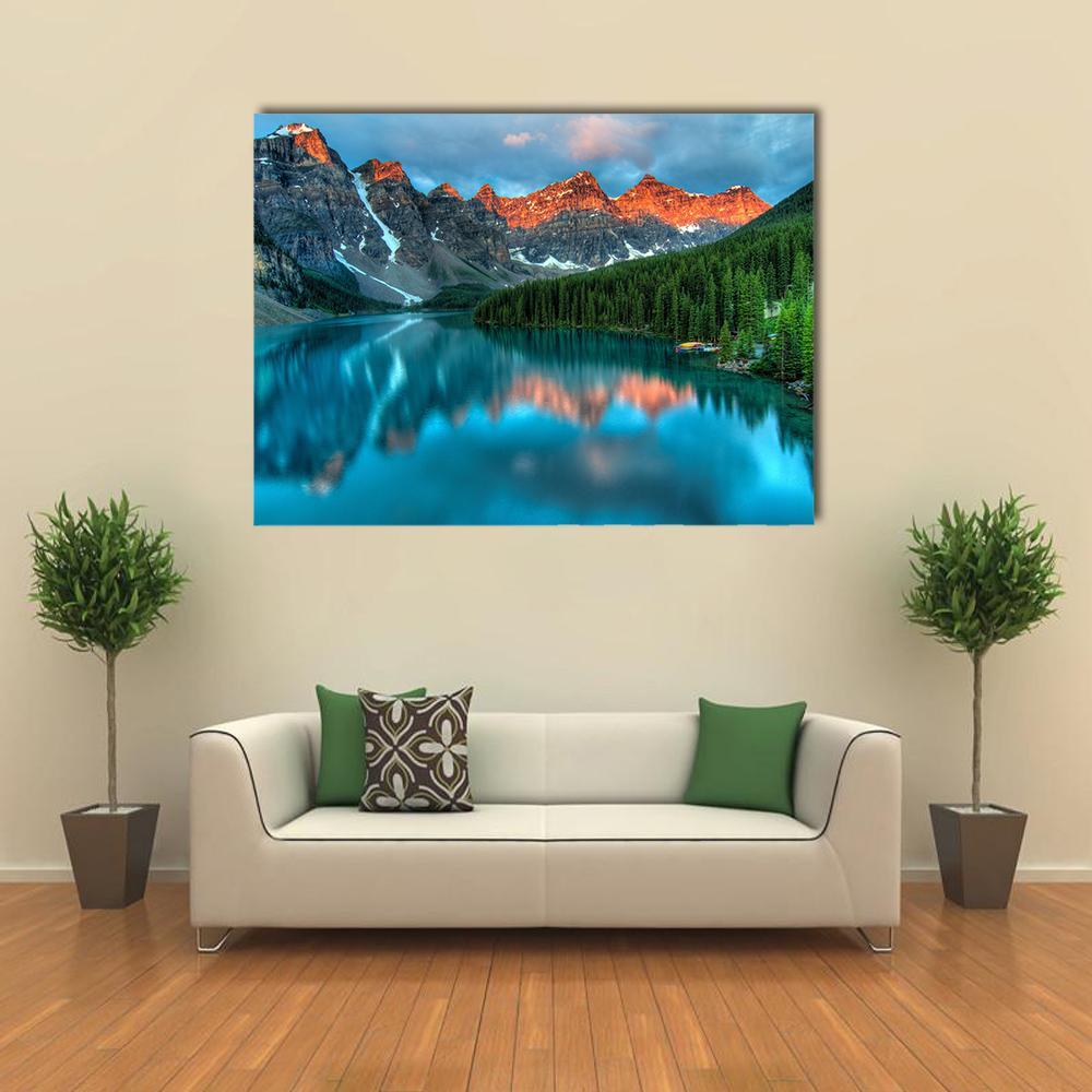 Morning In Moraine Lake Canvas Wall Art-1 Piece-Gallery Wrap-36" x 24"-Tiaracle