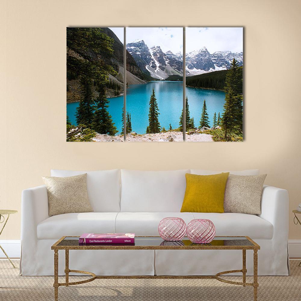 Moraine Lake Canada Canvas Wall Art-3 Horizontal-Gallery Wrap-37" x 24"-Tiaracle