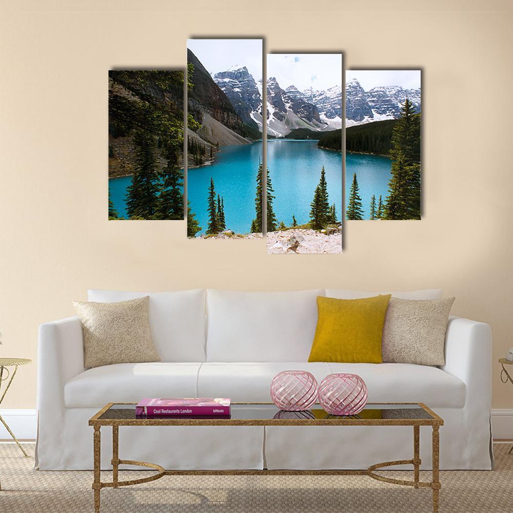 Moraine Lake Canada Canvas Wall Art-4 Pop-Gallery Wrap-50" x 32"-Tiaracle