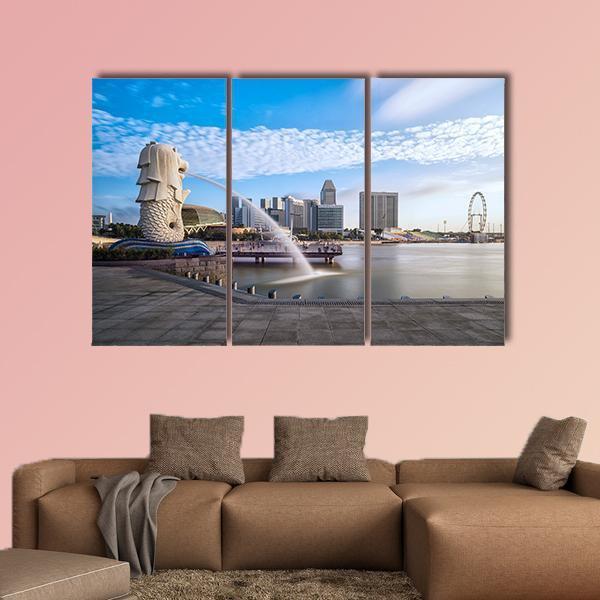 Merlion Fountain Singapore Canvas Wall Art-3 Horizontal-Gallery Wrap-25" x 16"-Tiaracle