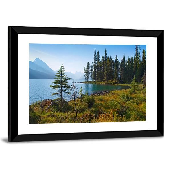 Morning On Beautiful Lake Canvas Wall Art-3 Horizontal-Gallery Wrap-25" x 16"-Tiaracle