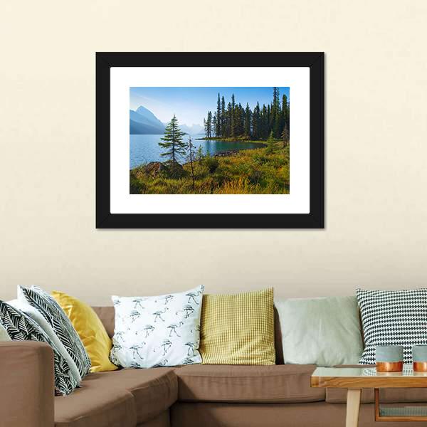 Morning On Beautiful Lake Canvas Wall Art-5 Horizontal-Gallery Wrap-22" x 12"-Tiaracle