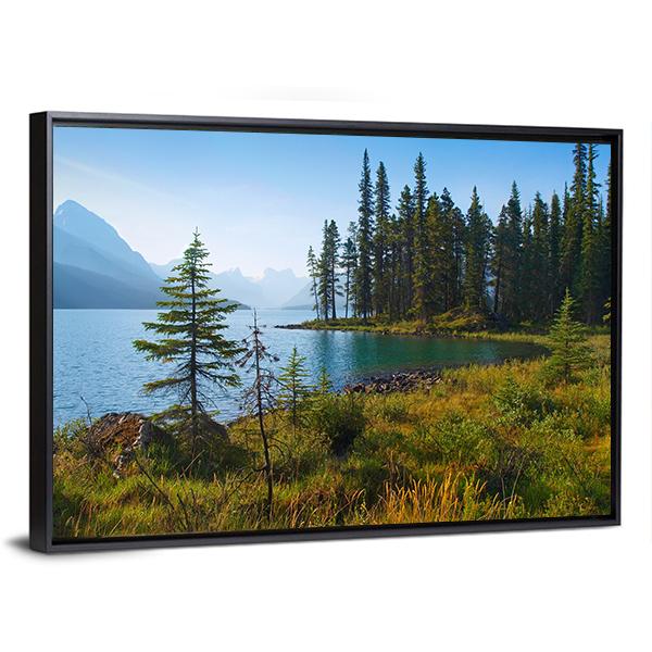 Morning On Beautiful Lake Canvas Wall Art-5 Horizontal-Gallery Wrap-22" x 12"-Tiaracle