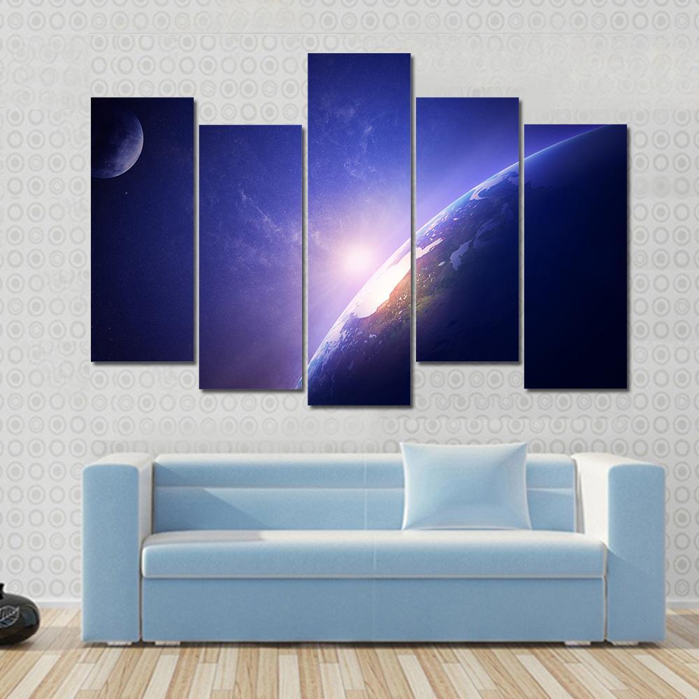 Morning On Planet Earth Canvas Wall Art-5 Pop-Gallery Wrap-47" x 32"-Tiaracle