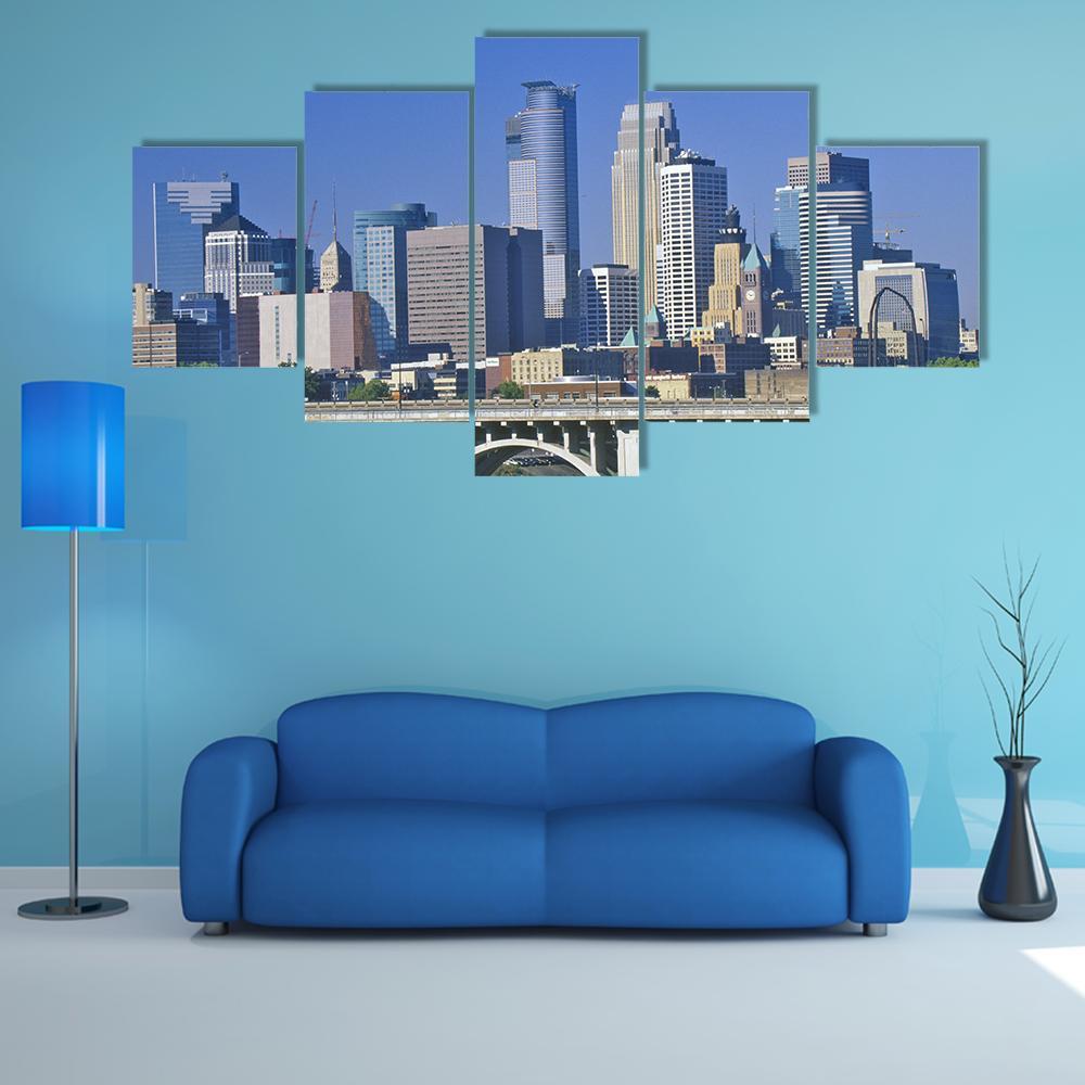 Minneapolis Skyline Canvas Wall Art-5 Star-Gallery Wrap-62" x 32"-Tiaracle