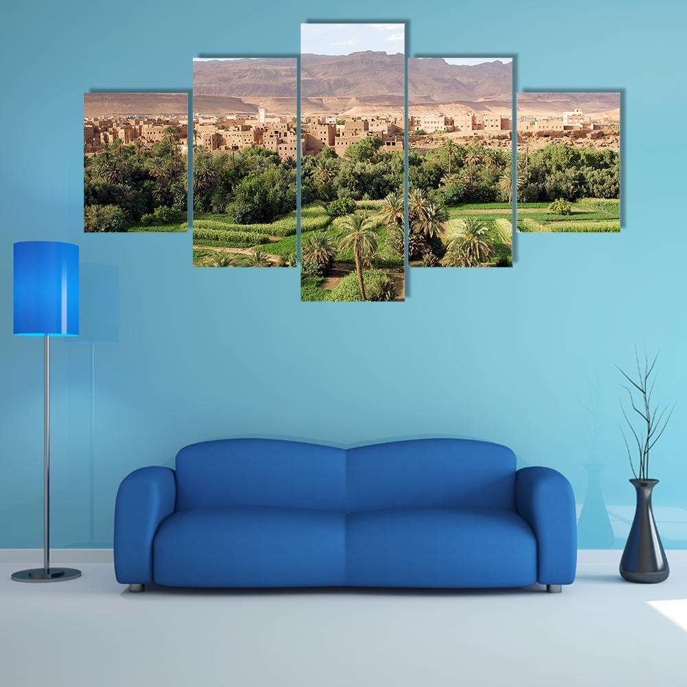 Morocco Landscape Canvas Wall Art-5 Star-Gallery Wrap-62" x 32"-Tiaracle