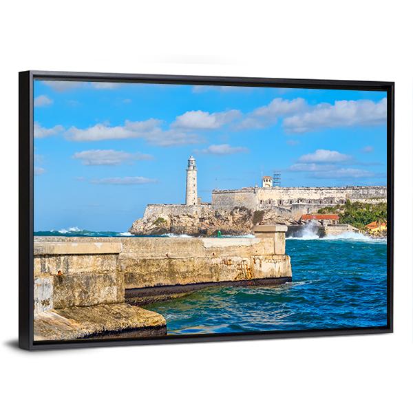 Morro & Malecon Seawall Canvas Wall Art-3 Horizontal-Gallery Wrap-25" x 16"-Tiaracle