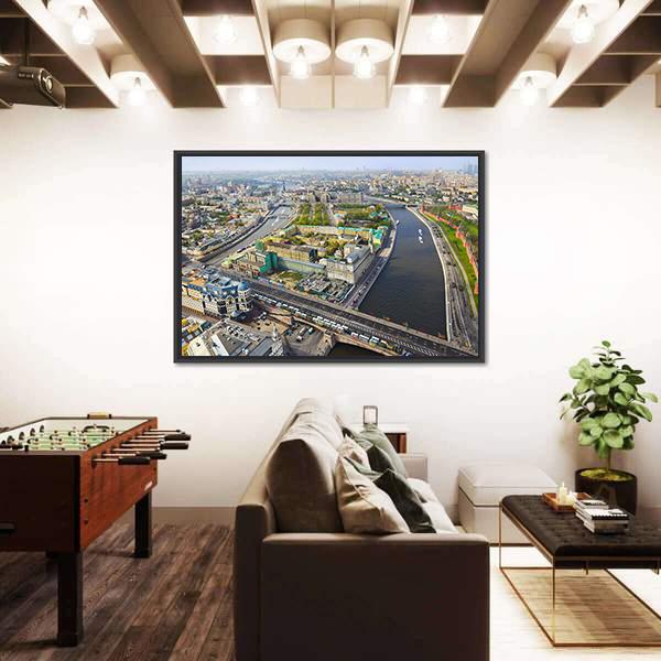 Moscow Aerial View Canvas Wall Art-5 Horizontal-Gallery Wrap-22" x 12"-Tiaracle