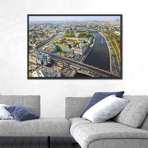 Moscow Aerial View Canvas Wall Art-3 Horizontal-Gallery Wrap-25" x 16"-Tiaracle