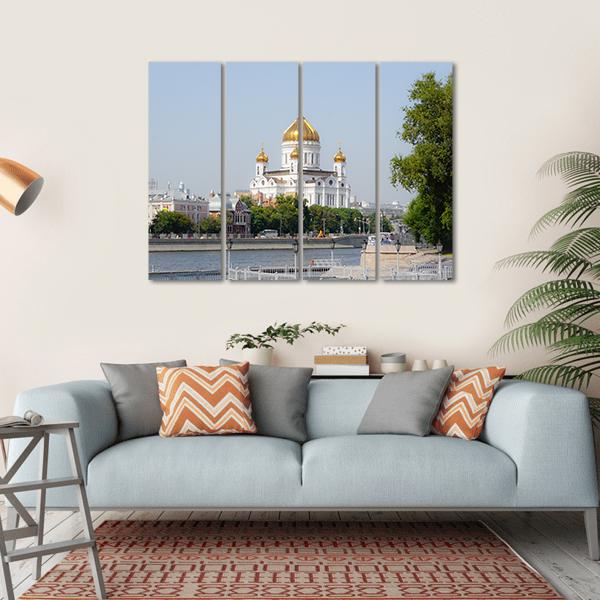 Mosque In Moscow Canvas Wall Art-4 Horizontal-Gallery Wrap-34" x 24"-Tiaracle