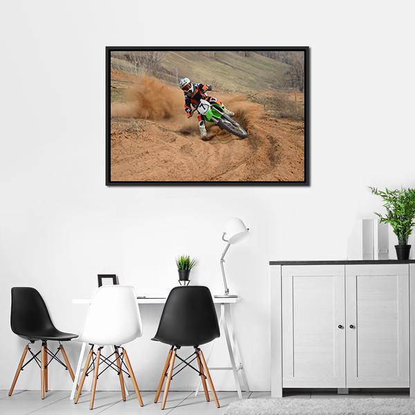 Motocross Rider Panoramic Canvas Wall Art-1 Piece-36" x 12"-Tiaracle