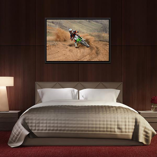 Motocross Rider Panoramic Canvas Wall Art-1 Piece-36" x 12"-Tiaracle