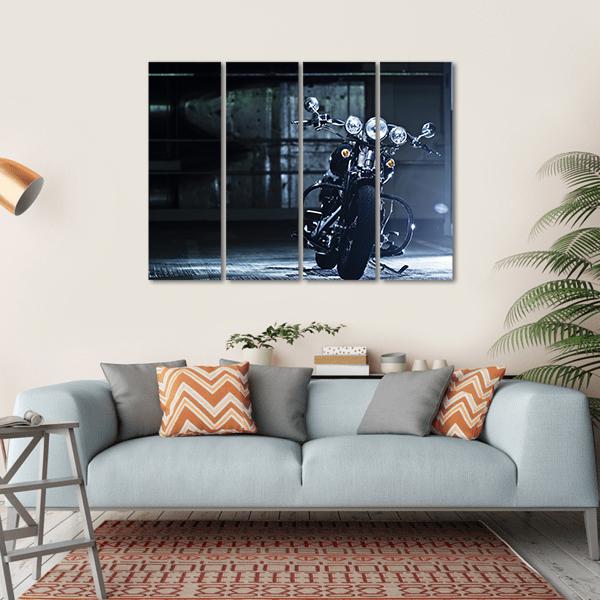 Motorbike In Garage Canvas Wall Art-4 Horizontal-Gallery Wrap-34" x 24"-Tiaracle