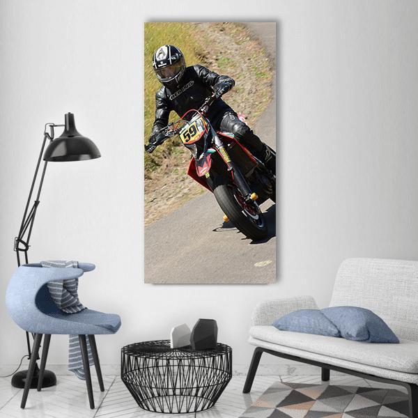 Motorbike Rider Vertical Canvas Wall Art-1 Vertical-Gallery Wrap-12" x 24"-Tiaracle