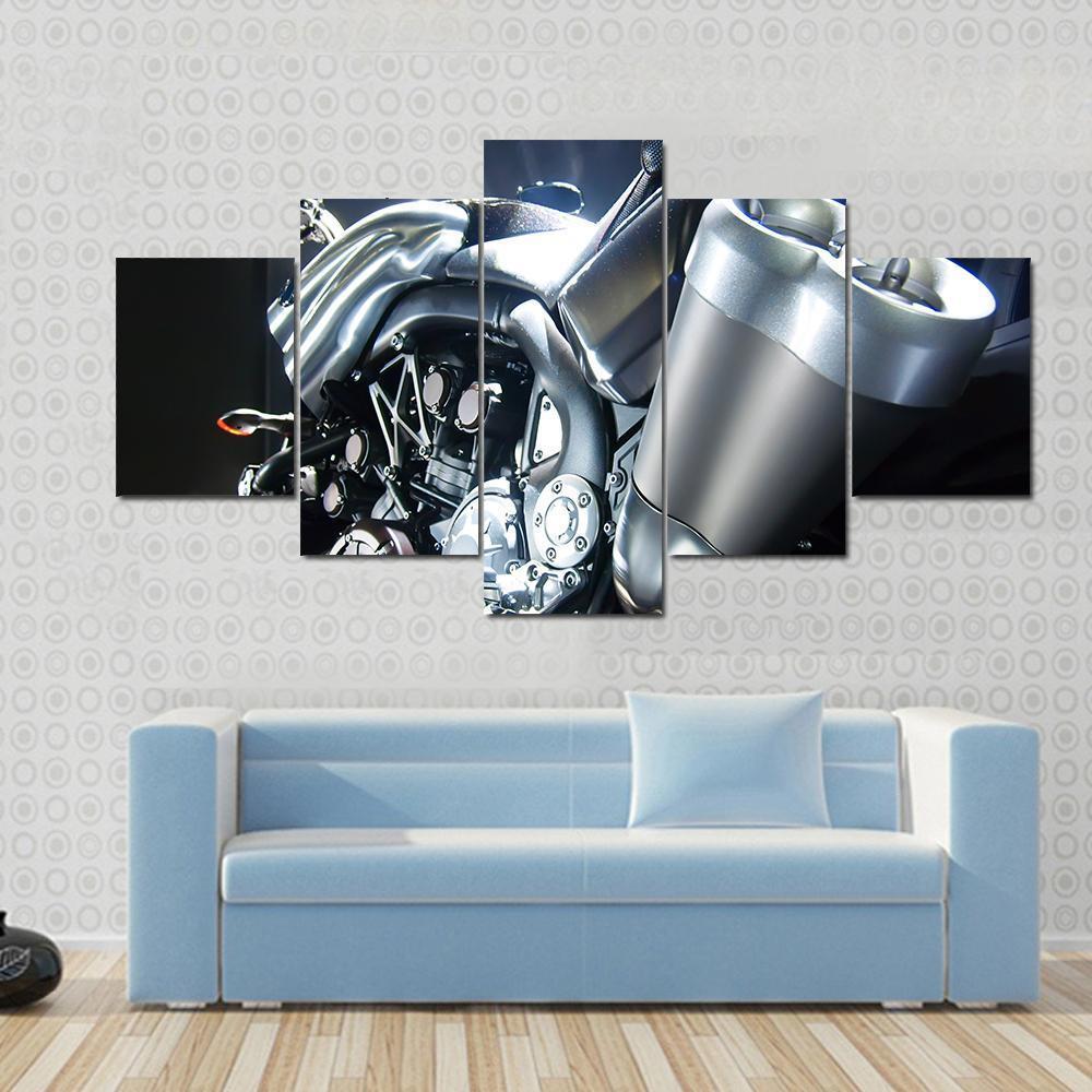 Motorbike Big Exhaust Pipe Canvas Wall Art-5 Star-Gallery Wrap-62" x 32"-Tiaracle