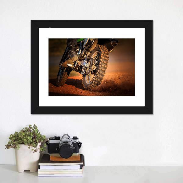 Motorcycle On Dirt Track Canvas Wall Art-3 Horizontal-Gallery Wrap-25" x 16"-Tiaracle