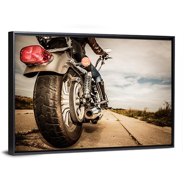 Motorcycle Rear View Canvas Wall Art-3 Horizontal-Gallery Wrap-25" x 16"-Tiaracle
