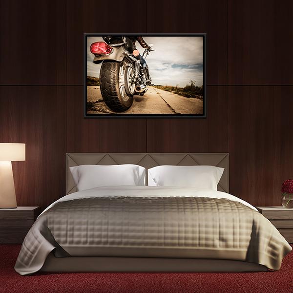 Motorcycle Rear View Canvas Wall Art-3 Horizontal-Gallery Wrap-25" x 16"-Tiaracle