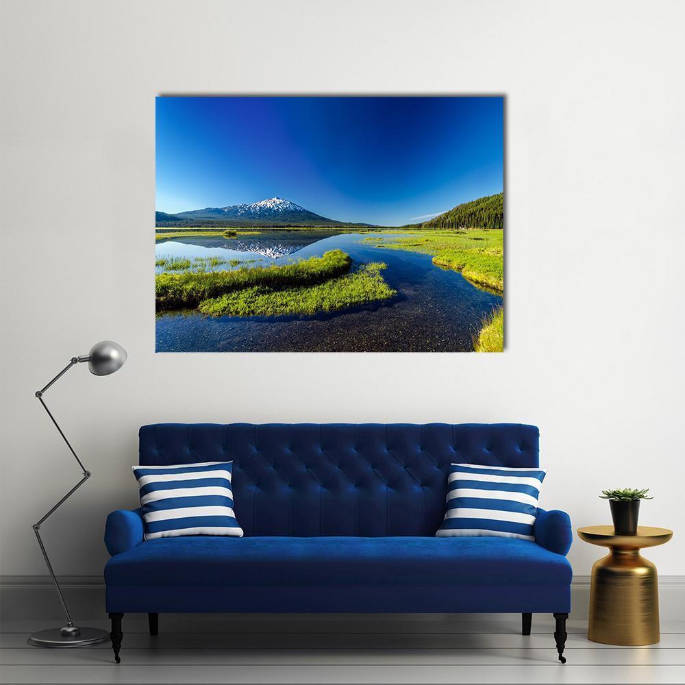 Mount Bachelor From Lake Canvas Wall Art-1 Piece-Gallery Wrap-48" x 32"-Tiaracle