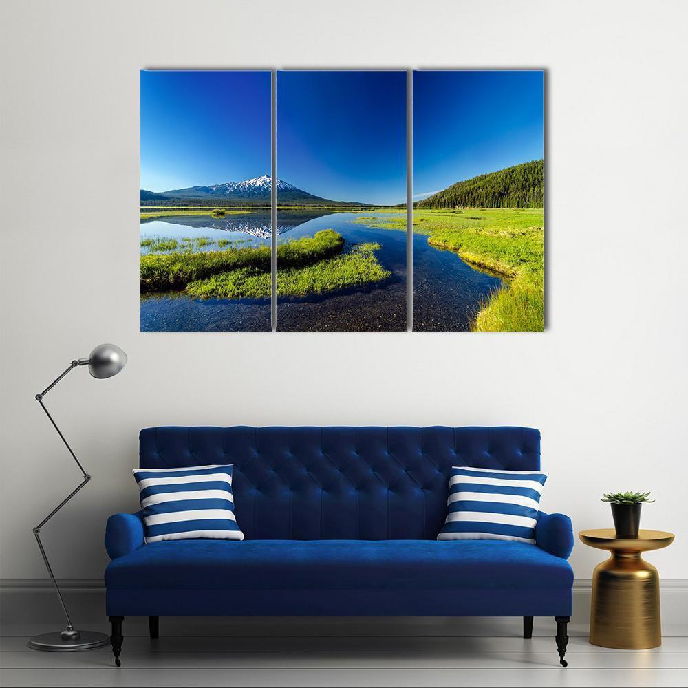Mount Bachelor From Lake Canvas Wall Art-3 Horizontal-Gallery Wrap-37" x 24"-Tiaracle